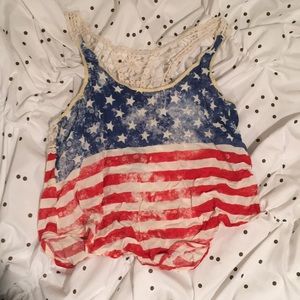 USA flag lace tank top